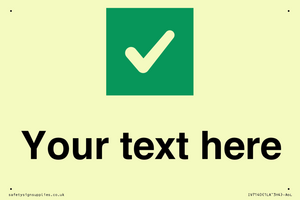Custom plain background, green square with tick sign
